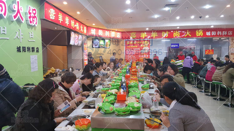 海譽回轉火鍋設備—青島利群喜洋洋回轉小火鍋實體店