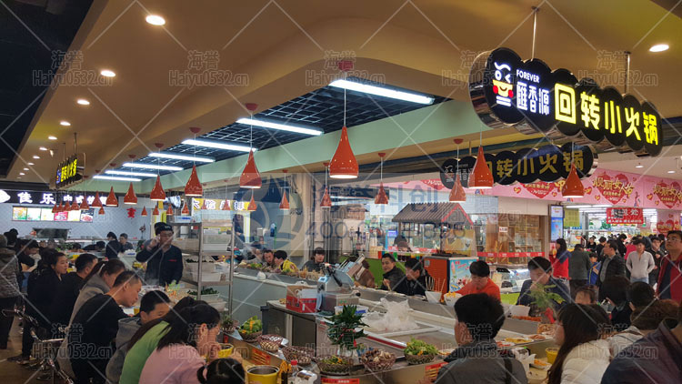 威海家家悅購物廣場匯香源回轉火鍋火爆實景