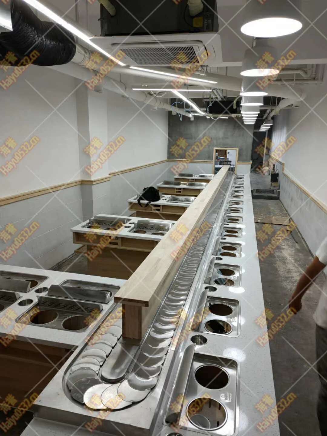 涮烤一體凈化排煙旋轉小火鍋設備