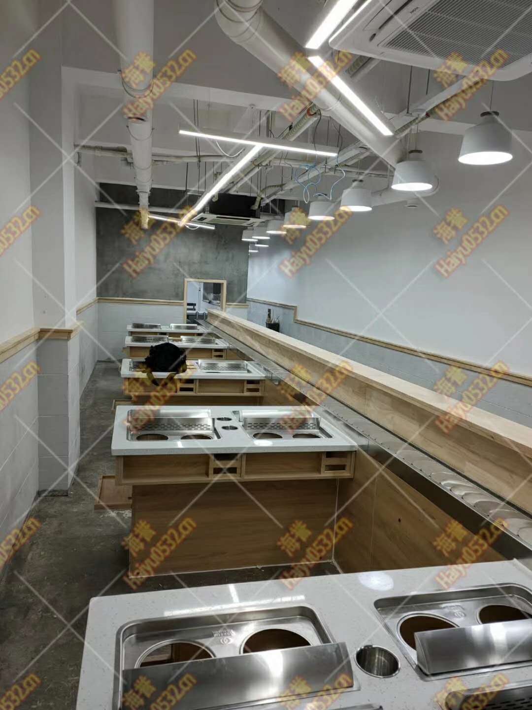 涮烤一體凈化排煙旋轉小火鍋設備