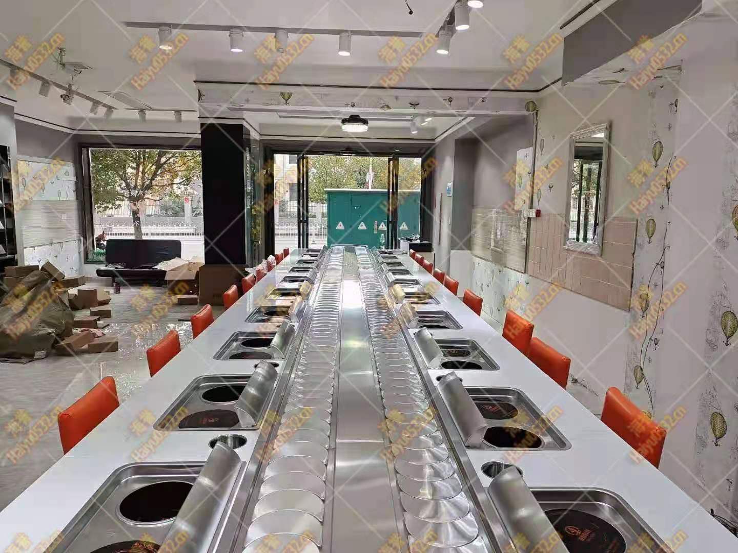 湖南無煙旋轉帶排煙凈化涮烤一體火鍋