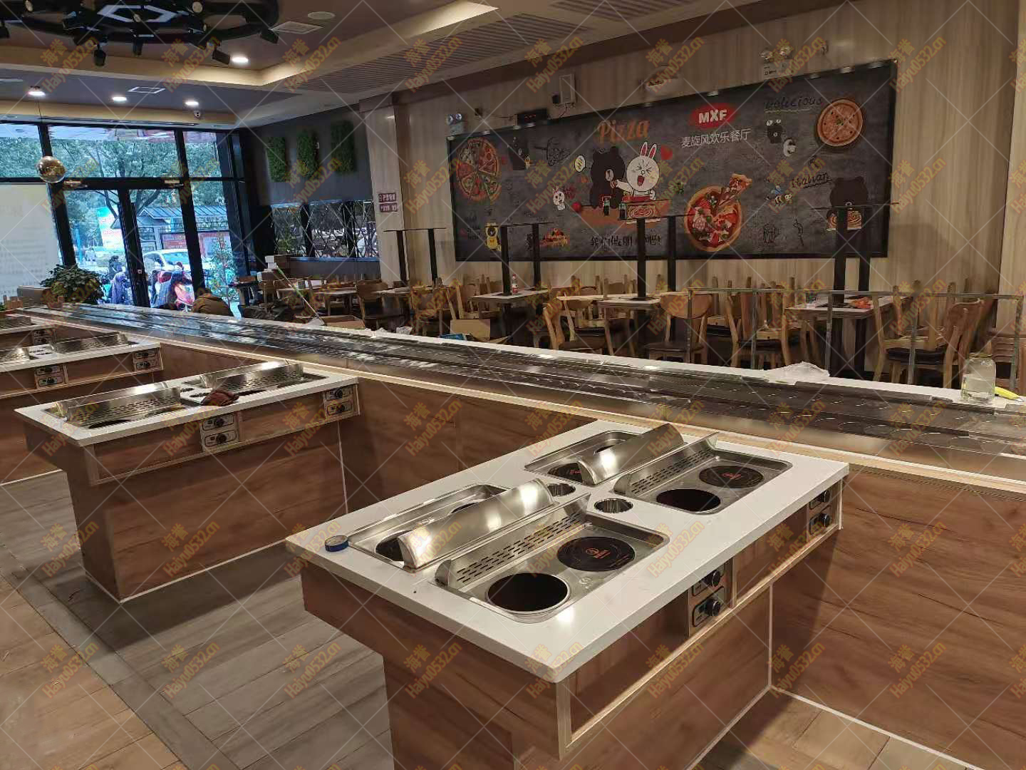無煙涮烤旋轉小火鍋設備安裝完工了
