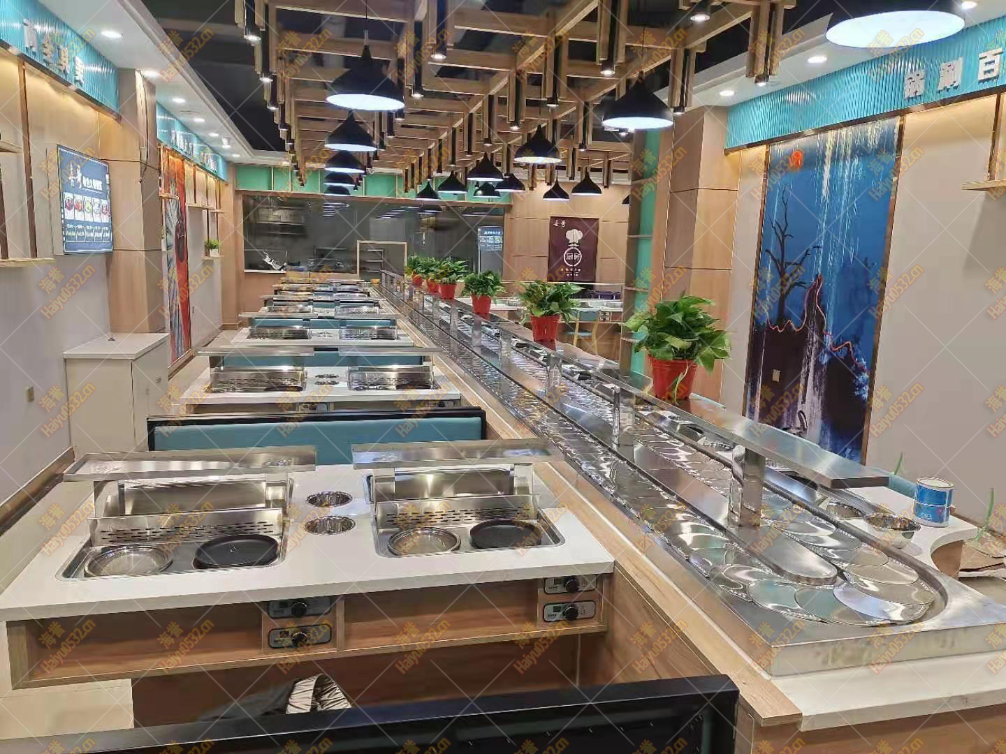 甘肅無煙涮烤旋轉小火鍋設備開業就緒