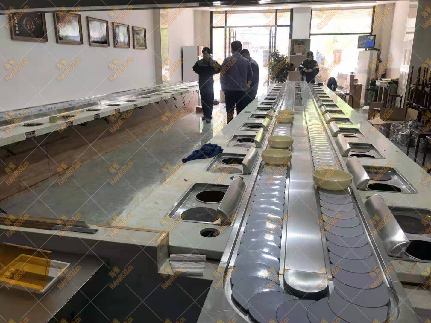 萊州無煙涮烤旋轉小火鍋設備完工