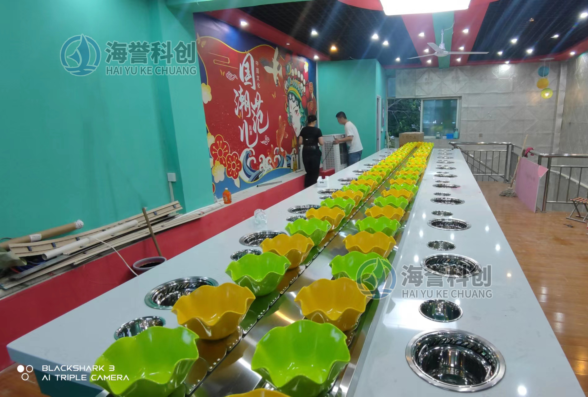 寧夏單涮排煙回轉火鍋設備