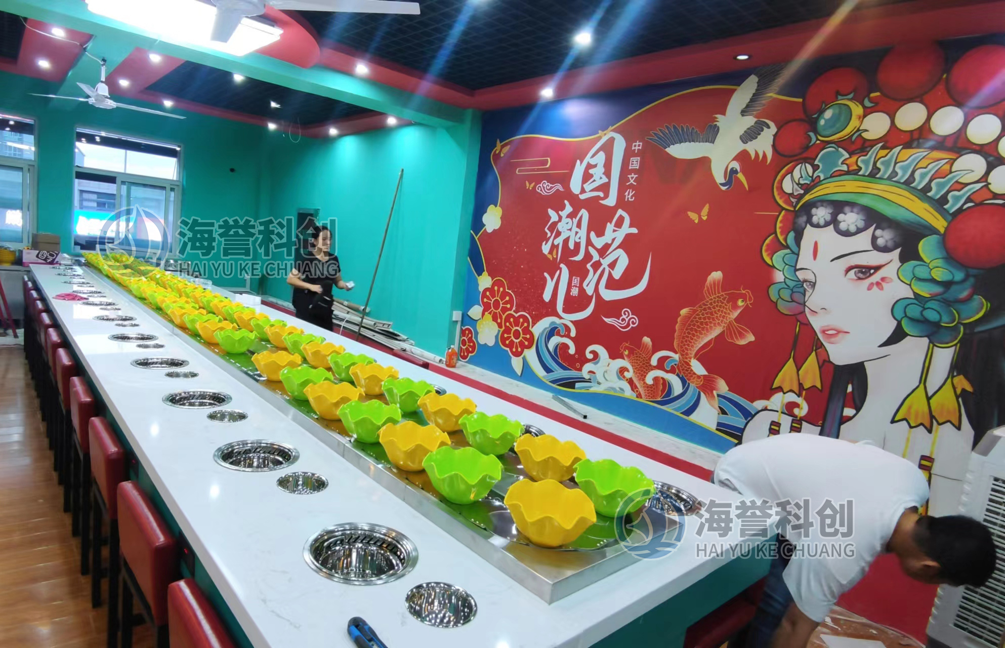 寧夏單涮排煙回轉火鍋設備