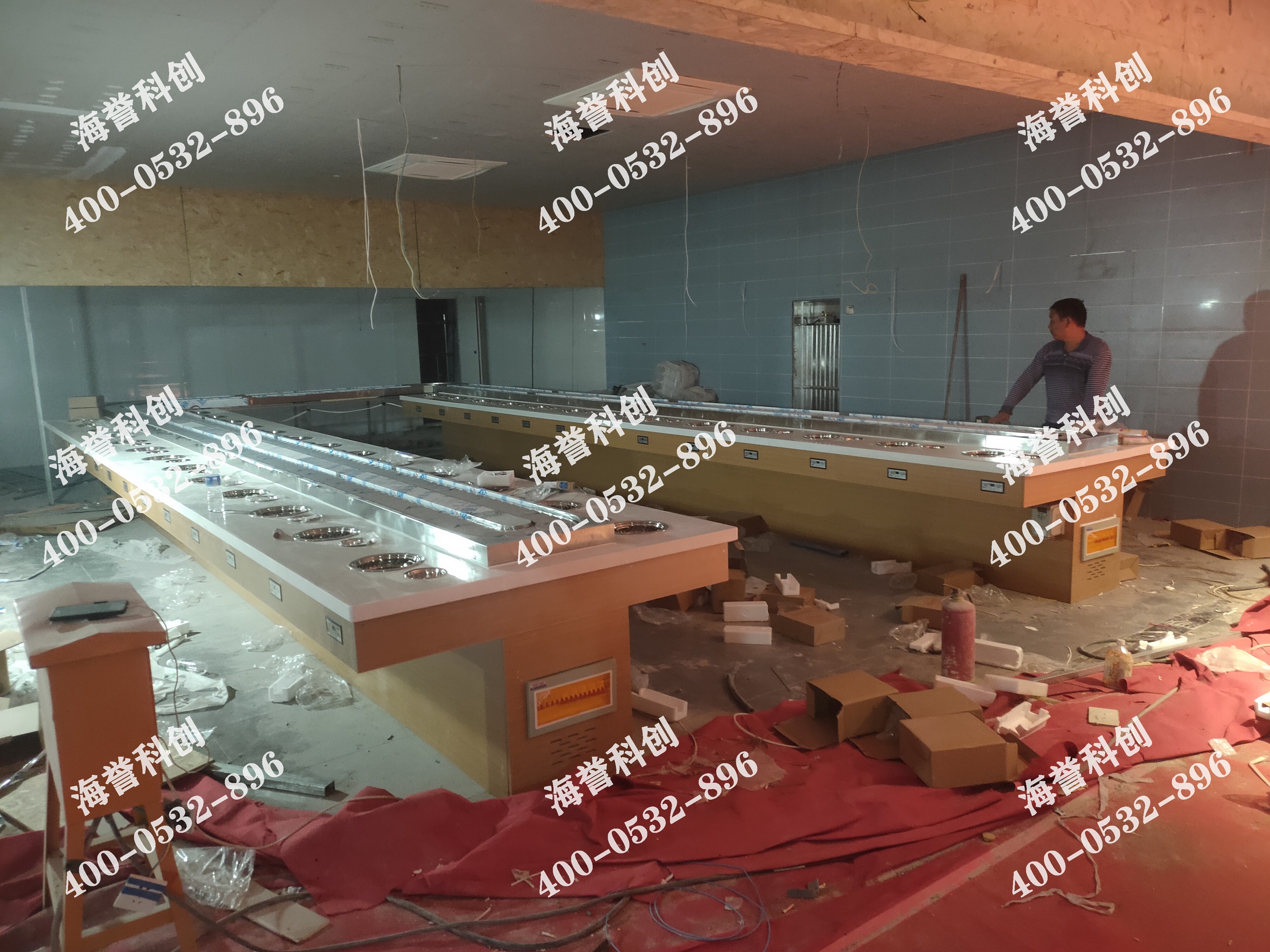 海譽科創河南鄭州單涮無煙小火鍋設備安裝完成