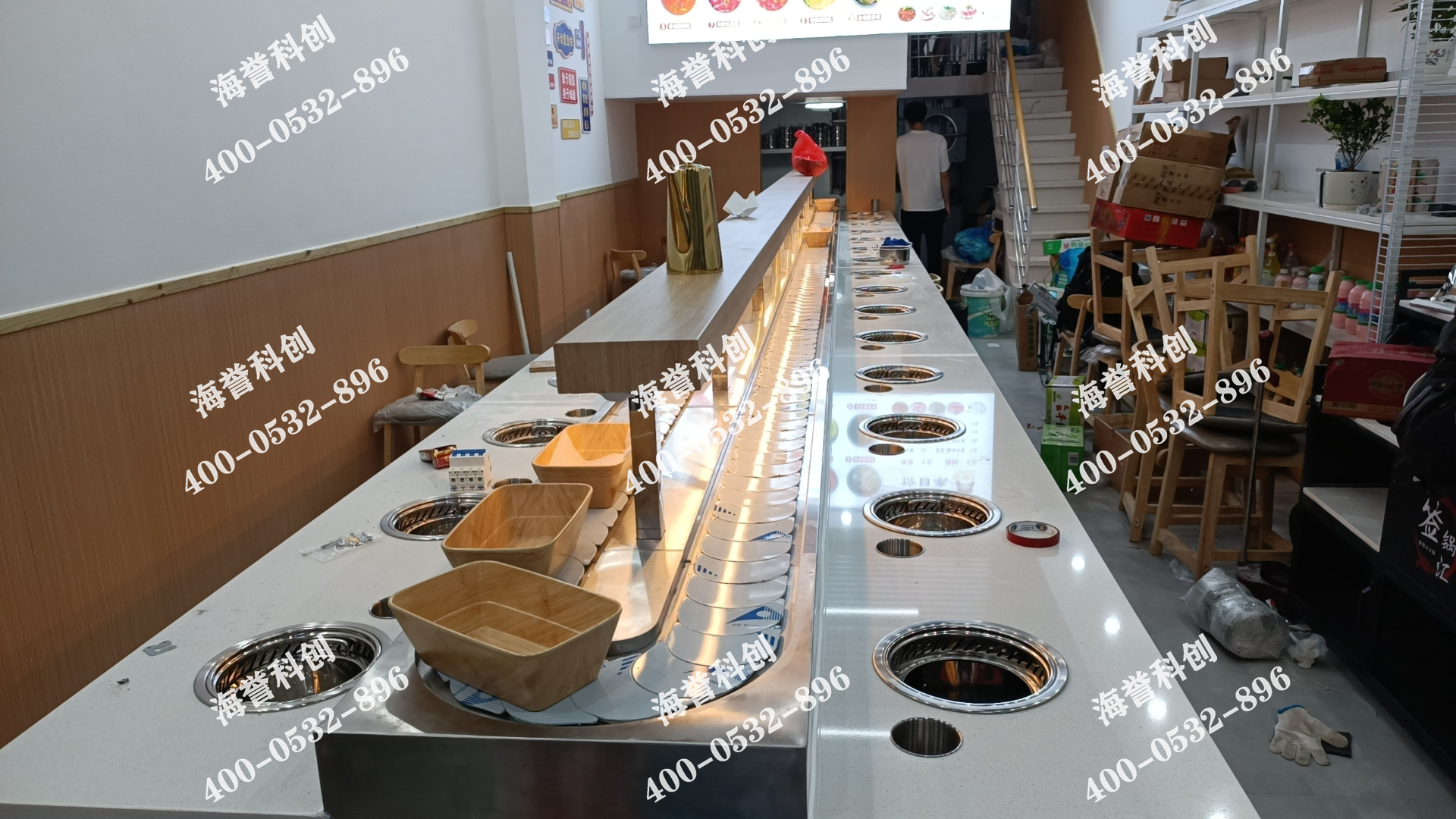 海譽科創江蘇無錫單涮無煙小火鍋設備安裝完成