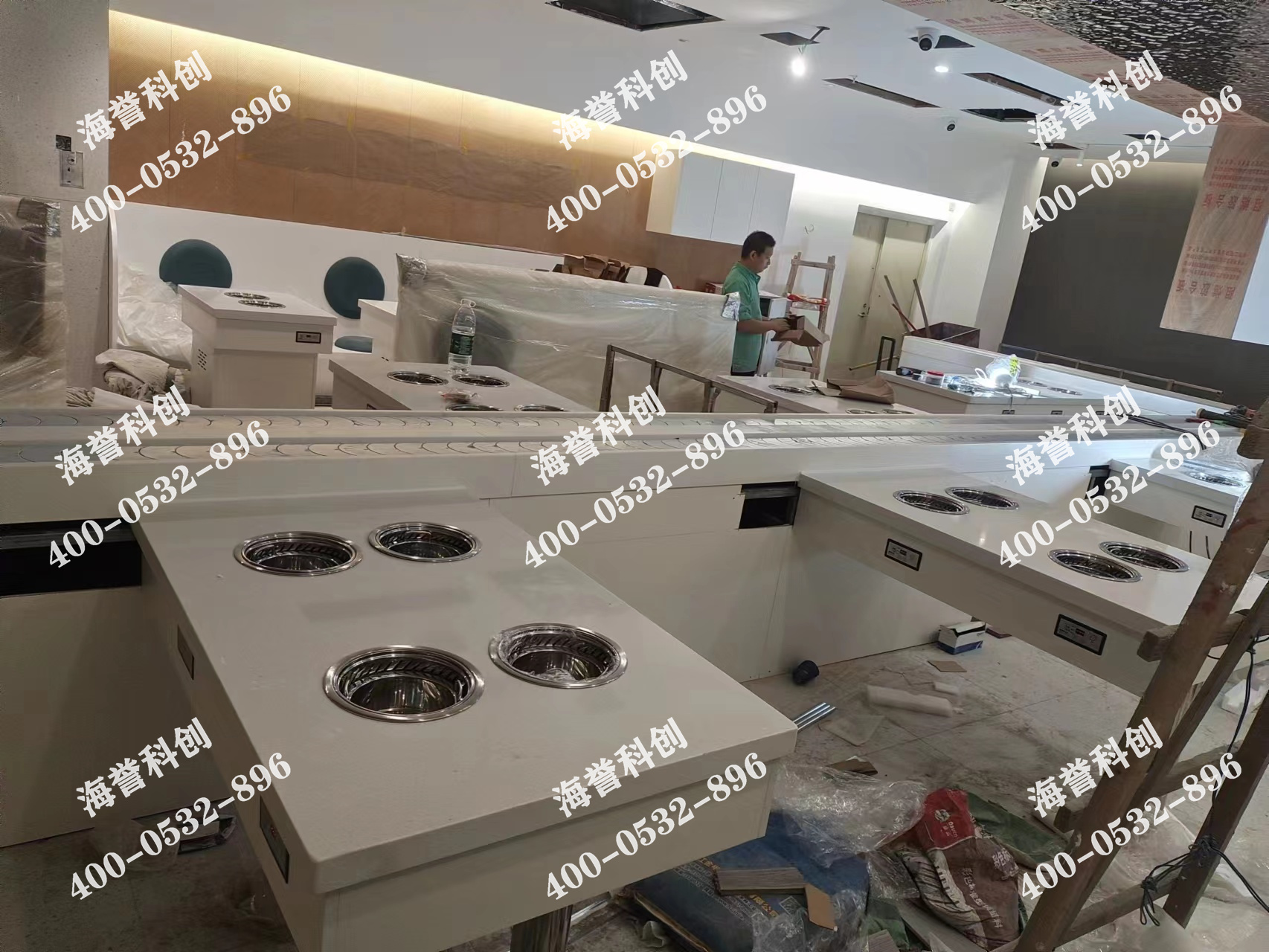 海譽科創廣東珠海單涮無煙小火鍋設備安裝完成