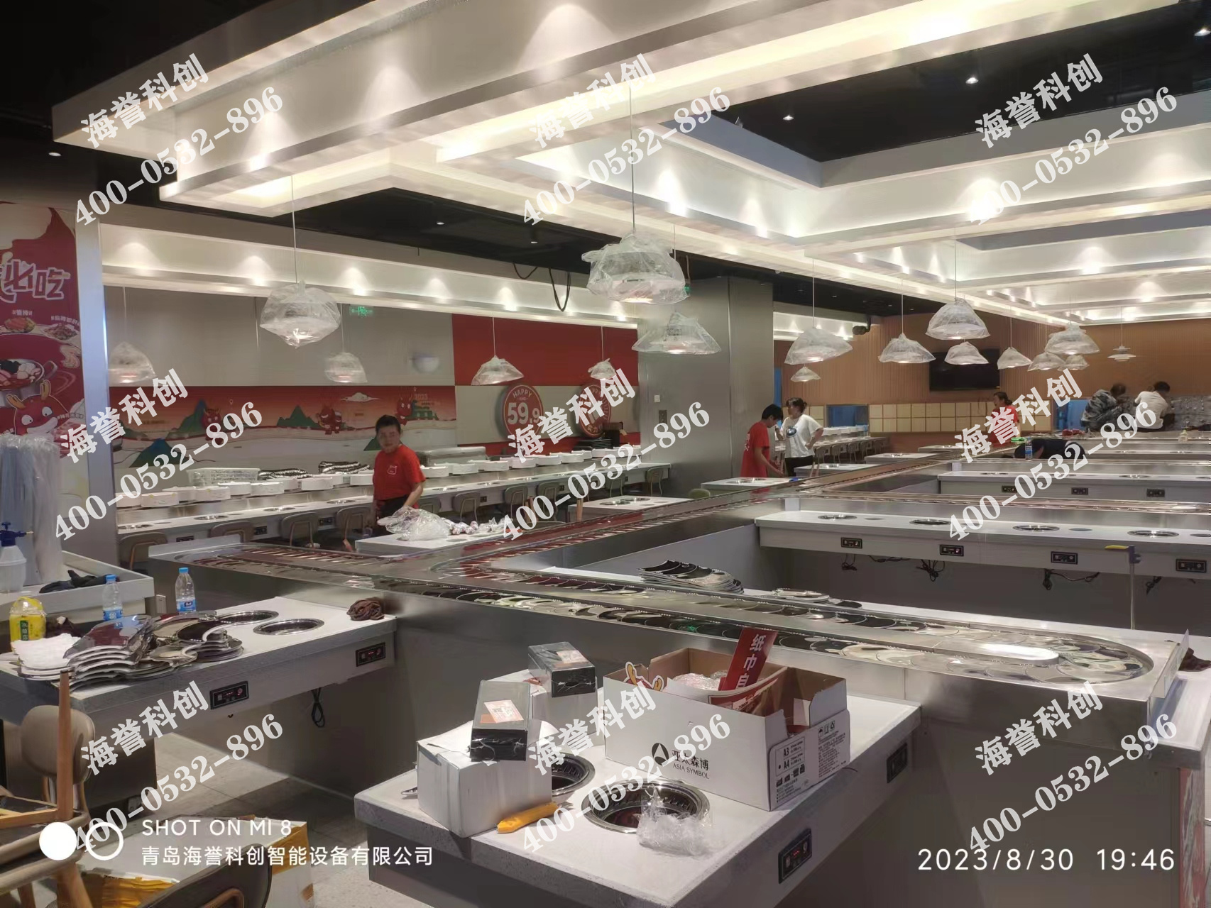海譽科創山東青島單涮無煙小火鍋設備安裝完成