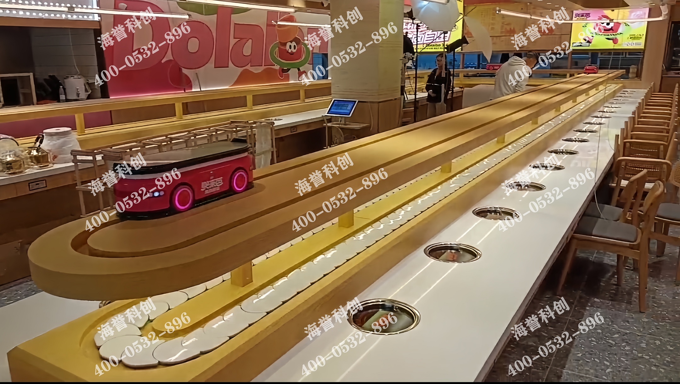 海譽科創安徽單涮小火鍋搭載智能送餐小火車安裝完成