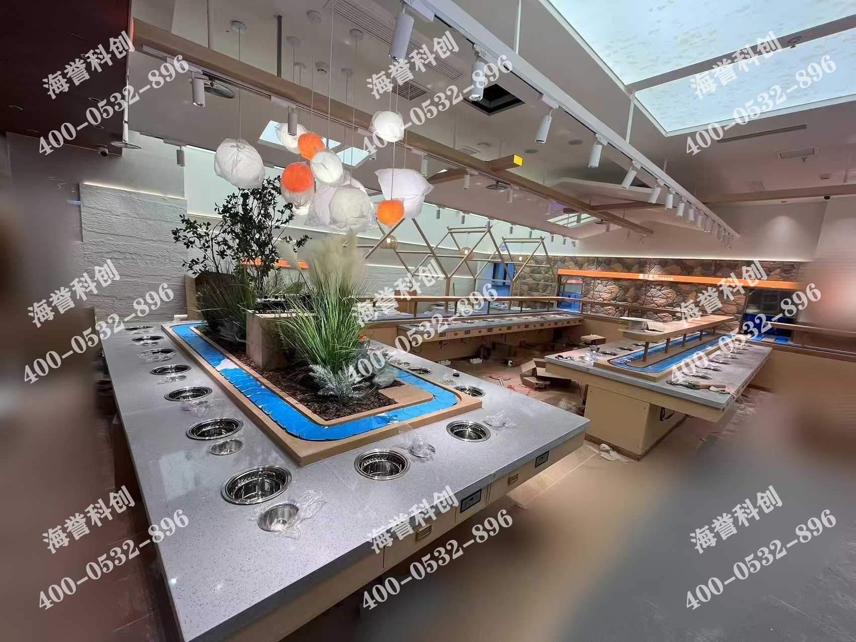 海譽科創合作伙伴單涮無煙小火鍋設備安裝完成